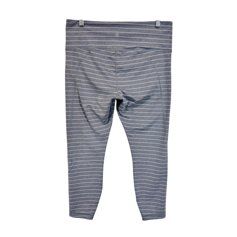 Athleta Leggings Womens L Blue Striped Salutation Stash Capris High Rise Active - Picture 4 of 10